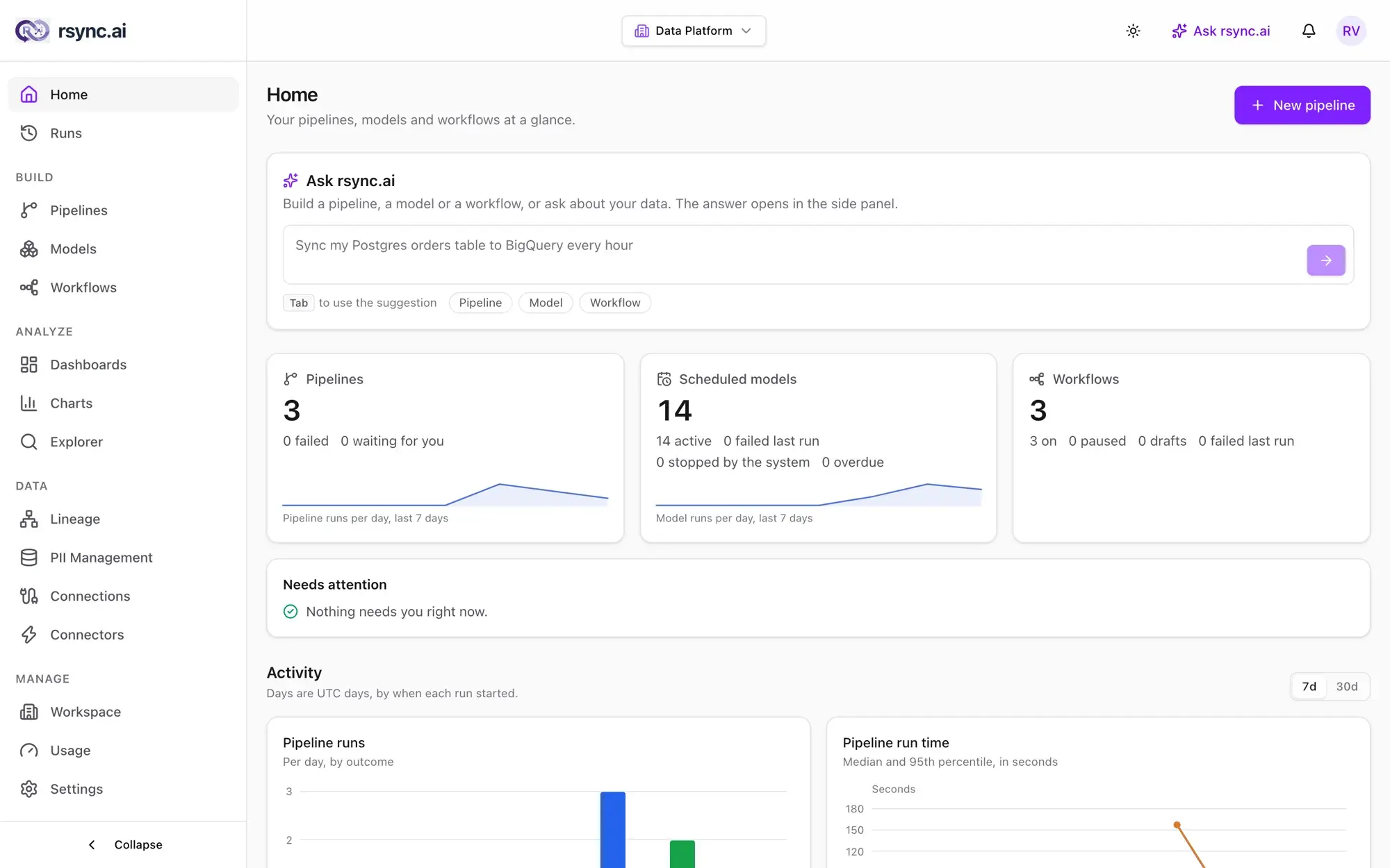 rsync.ai Ask rsync.ai — Start with a question, not a form